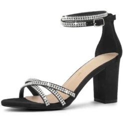 Allegra K Women's Rhinestones Strappy Chunky Heel 30 Allegra K Women's Rhinestones Strappy Chunky Heel -Noble Heels GUEST d17675a4 2d48 4dc7 b2cd c70179318c42