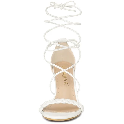 Allegra K Women's Stiletto High Heels Lace Up Strappy Heel Sandals 4 Allegra K Women's Stiletto High Heels Lace Up Strappy Heel Sandals - Image 2