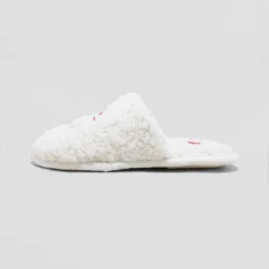 Women's Holiday Santa Happy Face Scuff Slippers - Wondershop™ Cream