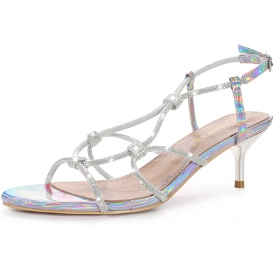 Allegra K Women's Rhinestone Strappy Slingback Stiletto Heel Sandals 9 Allegra K Women's Rhinestone Strappy Slingback Stiletto Heel Sandals - Image 7
