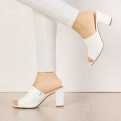 Allegra K Women's Slip On Block Heel Slide Sandals