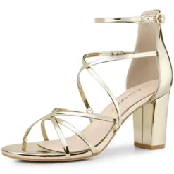 Allegra K Women's Strappy Crisscross Strap Block Heels Sandals -Noble Heels GUEST e6029eea f069 4267 9535 db7cb37b63bd