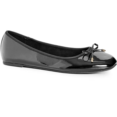 Women's WIDE FIT Patent Ballet Flat - Black | EVANS 3 Women's WIDE FIT Patent Ballet Flat - Black | EVANS