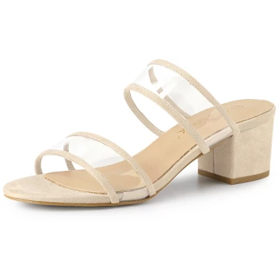 Allegra K Women's Clear Strap Block Heel Slide Sandals 11 Allegra K Women's Clear Strap Block Heel Slide Sandals - Image 9