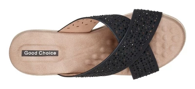 GC Shoes Malia Embellished Cross Strap Comfort Slide Wedge Sandals 5 GC Shoes Malia Embellished Cross Strap Comfort Slide Wedge Sandals - Image 3