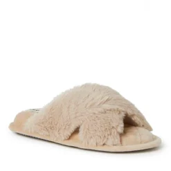 Dearfoams Womens Jessica Furry Crossband Slide -Noble Heels GUEST e9ab42a5 7928 456c 861b 1c1589b2ba15