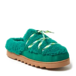 Dearfoams Women's Giselle Lace Up Teddy Clog Slipper -Noble Heels GUEST ec0dbc6c 6477 4490 8ed4 b6a4778a0ed3