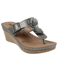 GC Shoes Narbone Flower Comfort Slide Wedge Sandals -Noble Heels GUEST ed382c87 1e69 4fb4 afd9 1f35ddb4c03b