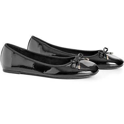 Women's WIDE FIT Patent Ballet Flat - Black | EVANS 8 Women's WIDE FIT Patent Ballet Flat - Black | EVANS - Image 6