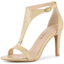 Allegra K Women's T Strap Croc Embossed Stiletto Heel Sandals -Noble Heels GUEST f0499b8b 0bbf 47c8 ac3a 7ac94b78d3d6