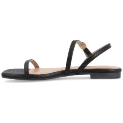 Journee Collection Womens Crishell Textured Material Sling Back Stacked Heel Sandals