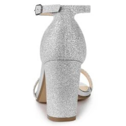 Allegra K Women's Glitter Ankle Strap Chunky Heels Sandals -Noble Heels GUEST f2ce5a58 ce90 4eb2 9d83 06817c4ca3c1