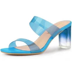 Allegra K Women's Colorful Straps Clear Heels Chunky Heel Clear Sandals -Noble Heels GUEST f2e6578c b94f 47f5 935a 436154c4131b
