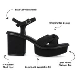 Journee Collection Womens Garner Knit Inset Platform Block Heel Sandals -Noble Heels GUEST f395b0b3 ebb2 40b4 8e27 7eaa5df3790c