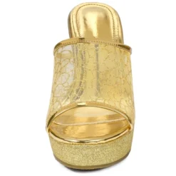 Allegra K Women's Glitter Platform Slip On Wedge Slide Sandals -Noble Heels GUEST f3cd4f52 b42a 42a7 916d c6e8969905e2