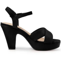 Allegra K Women's Platform Chunky Heels Slingback Sandals -Noble Heels GUEST f42491ed cc6f 4ddd be47 0baaade29647