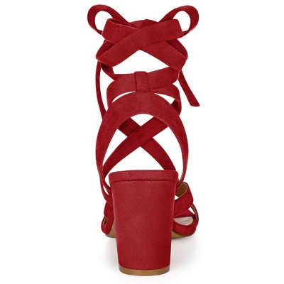 Allegra K Women's Crisscross Chunky Heel Lace Ups Sandals 5 Allegra K Women's Crisscross Chunky Heel Lace Ups Sandals - Image 3