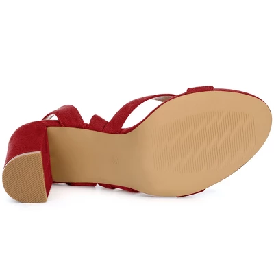 Allegra K Women's Crisscross Chunky Heel Lace Ups Sandals 7 Allegra K Women's Crisscross Chunky Heel Lace Ups Sandals - Image 5