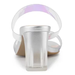 Allegra K Women's Colorful Straps Clear Heels Chunky Heel Clear Sandals -Noble Heels GUEST f7408582 9727 4765 81af 41737e2eebef