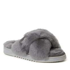 Fireside By Dearfoams Women's New Castle Genuine Shearling Cross Band Slide -Noble Heels GUEST f99e0d05 4ed0 4f79 90b5 fe718c1f14e5