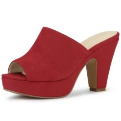 Allegra K Women's Open Toe Platform Chunky Heel Slides Sandals -Noble Heels GUEST f9affc24 a1fb 4f75 a577 0a2edb95f18a