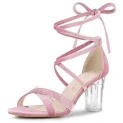 Allegra K Women's Velvet Lace Up Clear Heels Block Heel Sandals 18 Allegra K Women's Velvet Lace Up Clear Heels Block Heel Sandals -Noble Heels GUEST fb01a5ed 4c82 4640 833c 3568e136f30a