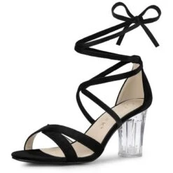 Allegra K Women's Velvet Lace Up Clear Heels Block Heel Sandals 20 Allegra K Women's Velvet Lace Up Clear Heels Block Heel Sandals -Noble Heels GUEST fb1f0820 2646 4b5f 9222 adc2dde400af