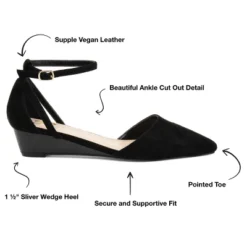 Journee Collection Womens Arkie Buckle Pointed Toe Sliver Wedge -Noble Heels GUEST fb9dafa9 3182 4220 a4e5 28fc17473a0c