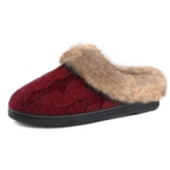 RockDove Women's Cable Knit Faux Fur Collar Slip-On -Noble Heels GUEST ff11ea26 2114 46c3 a497 ced3bea6582b