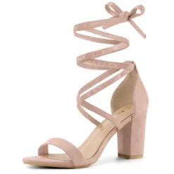 Allegra K Women's Open Toe Lace Up Chunky High Heels Sandals -Noble Heels GUEST ffc56aaf 3847 44d2 bc5c d34acfc2081f